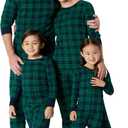 Amazon Essentials Matching Holiday Family Pajama Sets (3-6 Months, Dark Emerald Green Navy Plaid)