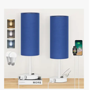 Table Lamp for Bedroom 2 Pack,18in Bedside 18inch Blue Fabric Shade White Base