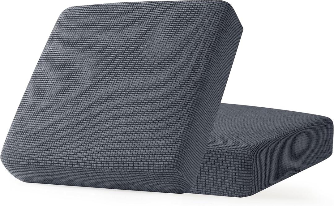 CHUN YI 2Piece Stretch Couch Cushion Covers, Sofa Seat Slipcovers for Pets, Suitable for Armchair Loveseat Sofa with Spandex Jacquard Washable Fabric (2Piece,Grey)