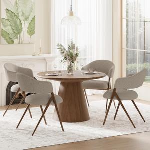COLAMY Dining Chairs Set of 4, Modern Fabric Upholstered Dining Room Kitchen Side Chairs with Iron Legs, Open Back and Padded Seat, for Living Room/Restaurant/Cafe, Taupe
