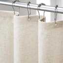 Beige Linen Shower Curtain Cream, Fabric Boho Farmhouse Shower Curtains for Bathroom Cotton Natural Cloth Liner Set 72" W x 72" L