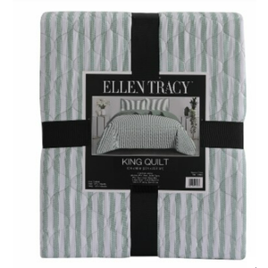 Ellen Tracy Quilt - King, Green Stripe