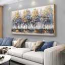 Wall Art Blue Tree Wall Decor Abstract Plant Canvas Print Painting Framed Artwork Home Decor For Living Room Bedroom Office Restaurant Wall Decorations 20x40 inch