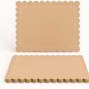 Ur- Way Kraft Paper Placemats 100 Pack: 10 x 14 inch Light Brown Scalloped Edged Disposable Kraft Paper Place Mats for Dining - Perfect for Rustic Farmhouse, Wedding, or Holiday Table Decor
