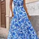 BTFBM Women Summer Dresses Casual Sleeveless Floral Maxi Dresses (S)
