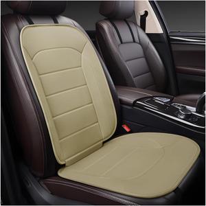 Zpana Car Seat Cushion, Leather Soft Breathable Non-Slip Vehicle Front Driver Seat Cover Pad, Comfortable Auto Interior Chair Protector Cushion, Universal for Truck SUV Sedan (Beige)