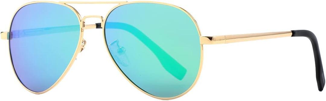 Kids Polarized Aviator Sunglasses for Little Girls Boys Juniors Teenagers, Two Sizes 50MM 52MM