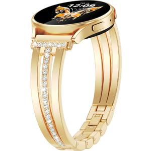 KOREDA Slim Gold Band Compatible with Samsung Galaxy Watch 7 6 5 4 FE 40mm 44mm/Galaxy Watch 6 4 Classic Band 42mm 46mm 43mm 47mm/Watch 5 Pro 45mm/Active 2 Women, 20mm Thin Metal Strap Dressy Jewelry Bracelet