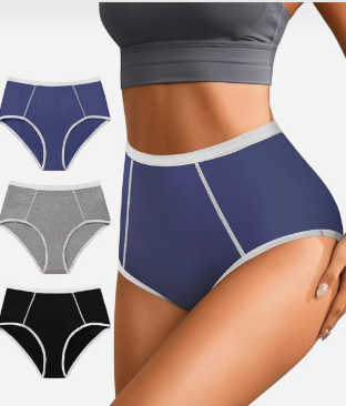 K-CHEONY Womens Underwear High Waisted Cotton Panties Full Coverage Soft Stretch Breathable Ladies Briefs 3 Pack M