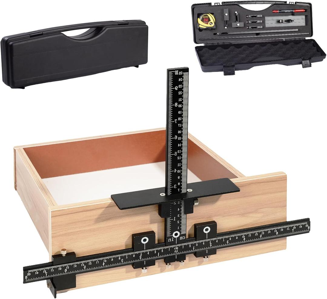 7-Piece Cabinet Hardware Jig Tool Set, Aluminum Alloy Cabinet Handle Jig Template Tool of Drawer Front Knobs, Handles and Pulls, Door