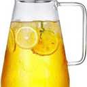 Hwagui - Large Heat Resistant Glass Pitcher with Stainless Steel Lid, Water Carafe with Handle, Good Beverage Pitcher for Homemade Juice and Iced Tea, 1800ml/61oz