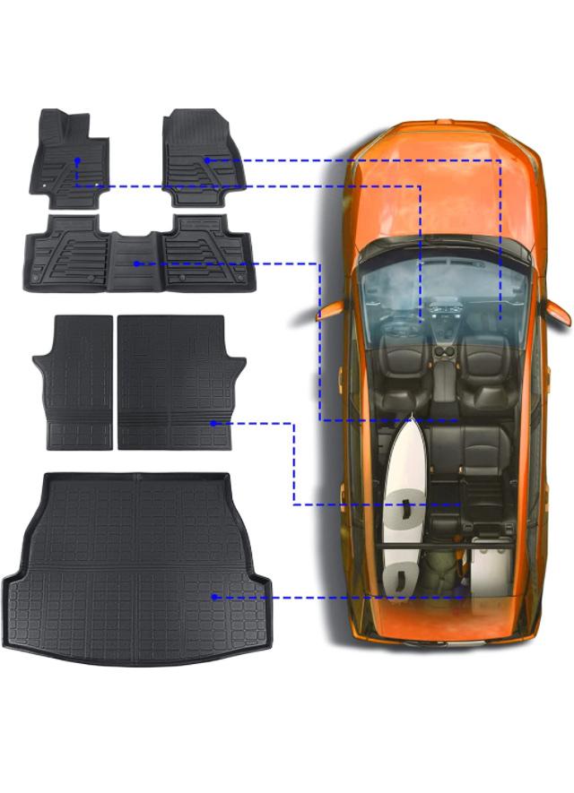 powoq Fit 2019 2020 2021 2022 2023 Toyota RAV4 Cargo Mat TPE Trunk Mat Car Floor Mat Backrest Mat for 2019 2020 2021 2022 2023 Toyota RAV4 Accessories (Rear Trunk Mat + Backrest Mats + Floor Mats)