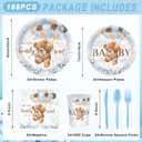 168pcs We Can Bearly Wait Bear Plates Napkins Party Supplies Disposable Cups Paper Tableware Set Baby Shower Decorations for Boy Gender Reveal Serve 24 Guests