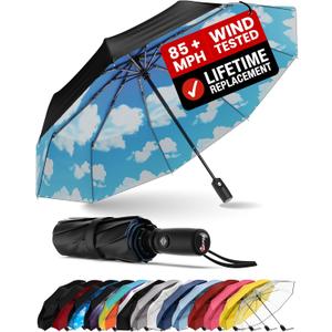 REPEL Windproof Travel Umbrella - Compact & Withstands Winds up to 85MPH , Strongest Premium Auto Folding Umbrella for Rain and Sun - Durable, Light & Portable for Women & Men , Fits Backpack & Cars (Blue Sky) REPEL Windproof Travel Umbrella - Compact & Withstands Winds up to 85MPH , Strongest Premium Auto Folding Umbrella for Rain and Sun - Durable, Light & Portable for Women & Men , Fits Backpack & Cars (Blue Sky)