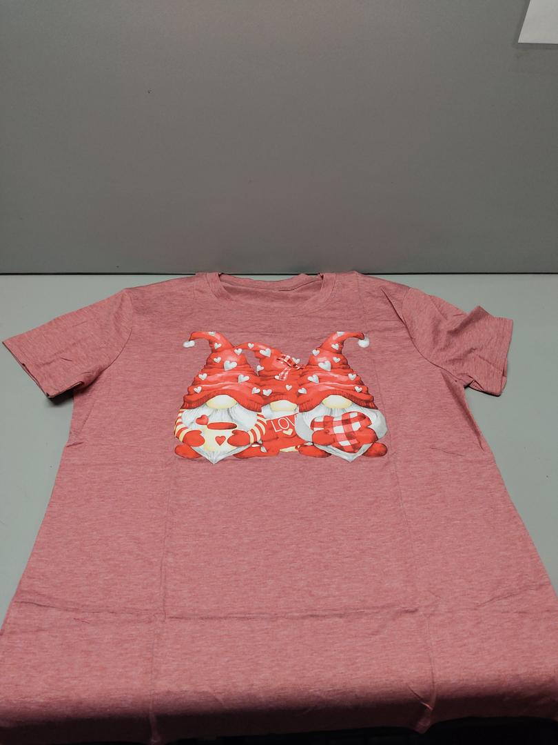 CQF Women Valentines Day Shirts Cute Gnome Love Heart T-Shirt Casual Lover Wife Day Tee Tops, Size L