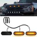 3-PCS LED Grill Lights for Ford Bronco 2021 2022 2023 2024 2/4-Door OEM Grille Lamps Kit Bronco Accessories Fit Badlands Wildtrak & Everglades (Smoked Black)