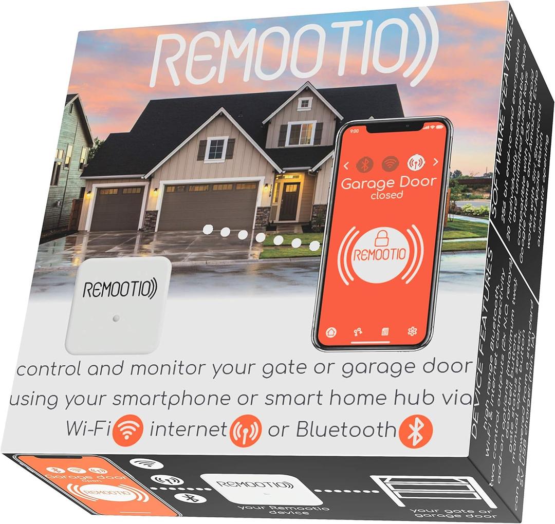 Remootio 2 WiFi and Bluetooth Smart Garage Door opener with iOS and Android App, Apple Home (HomeKit), Amazon Alexa, Google Home, SmartThings, Siri Shortcuts compatible With Sensor and Power Adapter