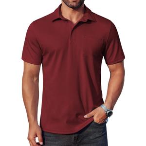 COOFANDY Men's Polo Shirts Short Sleeve Casual Shirts with Pocket (Blue, M)