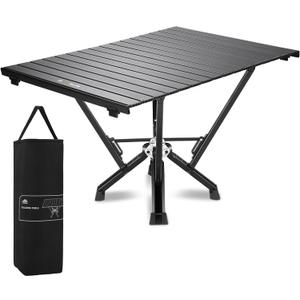 Camping Table Folding, Small Camping Table with Load 380lbs, Portable Roll up Aluminum Foldable Table with Carry Bag for Outdoor, Picnic, Camping, Black