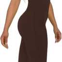 Hafailia Womens Sexy Sleeveless One Piece Jumpsuits Cutout Bodycon High Waisted Club Outfits Catsuits (Brown, L)