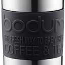 Bodum Travel Press, Vacuum Insulated, Stainless Steel Portable Coffee Maker and Tea Press, 15oz, Black