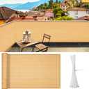 iCover 3x10ft Balcony Privacy Screen Fence, UV-Resistant Railing Fencing Cover for Porch Deck Patio Garden Backyard, Cable Zip Ties Included, Sand