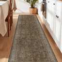 LUMI 2025 Upgraded Anti Fatigue Cushioned Kitchen Mat for Floor, Non-Slip Comfort PVC Padded Mats with Faux Leather Surface for Desk Office, Sink, Laundry, 24"x87" (Tawny Echo)