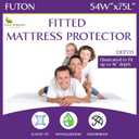 Futon Full (54"x 75") Waterproof Mattress Protector - Fitted Sheet Style - Hypoallergenic Premium Quality Cover Protects Against Dust White
