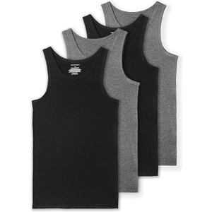 Men's 4-Pack Big & Tall Tight Fit A-Shirts Cotton Spandex Tank Tops Sleeveless Undershirts.L