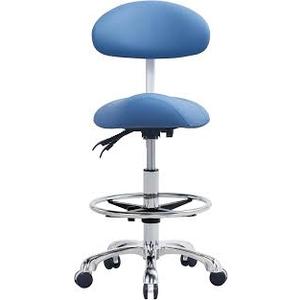 Saddle Stool Chair with Backrest and Foot Ring, Ergonomic Rolling Esthetician Seat for Salon, Tattoo Shop, Spa, Facial lash Home, Dentist Clinic, Esthetician Chair, Blue