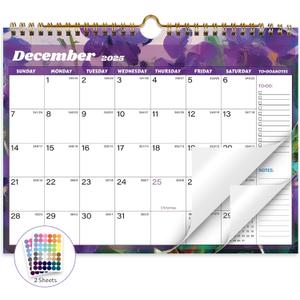 3 x Calendar 2025-2026, 18 Months Wall Calendar July 2025 to Dec 2026 Calendar with Julian Dates, 11" X 8.5" (Flower)