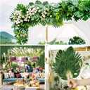 Jungle Party Decorations, 78 Pieces 8 Kinds Artificial Palm Leaves Green Tropical Leaves with Stems Jungle Leaves Decorations Palm for Hawaiian Luau Party Jungle Beach Table