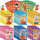 TIAMECH Make Your Own Circus Stickers - 24 Sheets Clown Magician Animals Make A Face Stickers for Kids, Birthday Party Favors & Educational Classroom Rewards