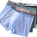 Men's Mesh Ice Silk Underwear Box Briefs Breathable Underwear Trunks Underpanties Multipacks (XL)
