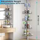 Corner Shower Caddy Tension Pole 4 Tier Adjustable Stainless Steel Shower Shelf for Inside Shower Bathtub Shampoo,Standing Bathroom Organizer Shelves with 39 to 113 inch Height