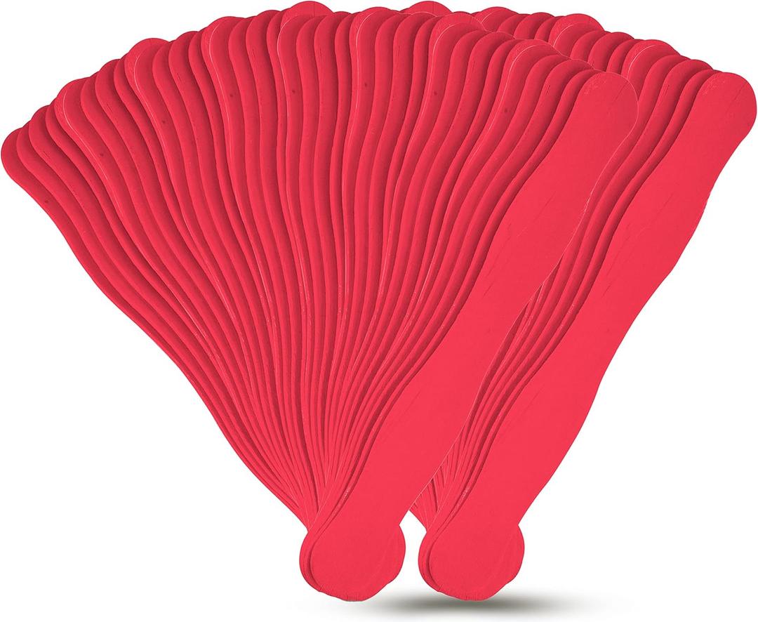 Manaloom Pack of 500 Curved Craft Sticks - 8" Birchwood Popsicle Sticks for Crafts, Jumbo Craft Sticks for Fan Handles, Wedding Programs, DIY Crafting Supplies, (Red)