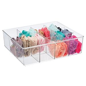 mDesign Plastic 12 Compartment Dresser Drawer Divided Organizer Bin for Scarves, Socks, Bras, Hair Ties, Belts, Underwear - Closet Shelf Storage Organization, Lumiere Collection, Clear