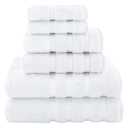 Luxury Turkish Cotton 6 PC Bath Towels Set - Hotel & Spa Grade, Ultra Absorbent & Soft (Includes 2 Bath Towels, 2 Hand Towels & 2 Washcloths) - White