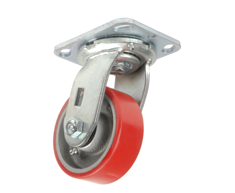Heavy Duty Casters Set of 4 Industrial Caster Wheels with Polyurethane & Cast Iron, Swivel Plate Casters for Platform Trucks