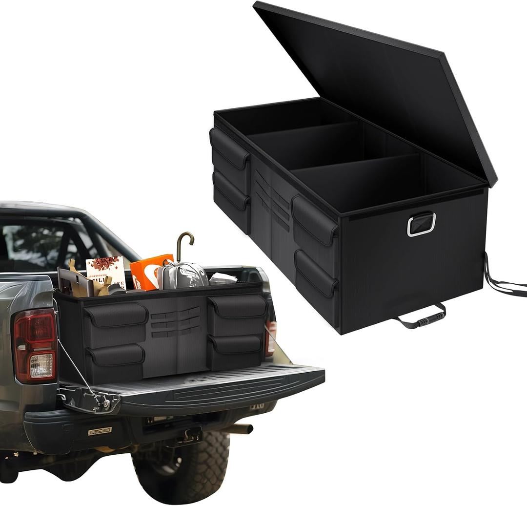 Mixsuper Truck Bed Organizer Fits Any Truck Size, Heavy Duty Truck Bed Storage With Straps For Groceries, Adjustable Trunk Organizer For Suv For Pickup, Convenient Accessories For Installation