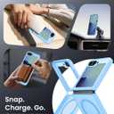 Magnetic Case for Galaxy Z Flip 7 FE/Galaxy Z Flip 6, Compatible with MagSafe [No Screen Protector] Slim Translucent Matte Shockproof Phone Case for Samsung Flip7 FE/ Flip6 (Far Peak Blue)