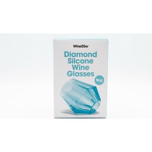 Wine2Go Diamond Silicone Wine Glasses 9oz Light Blue
