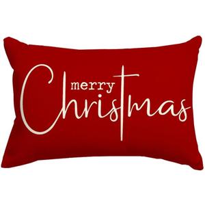 RABUSOFA Christmas Pillow Covers 12x20 Red Velvet Merry Christmas Saying Winter Decorative Throw Pillow Cases,Farmhouse Holiday Xmas Decorations Lumbar Cushion Covers Soft for Couch Sofa Red