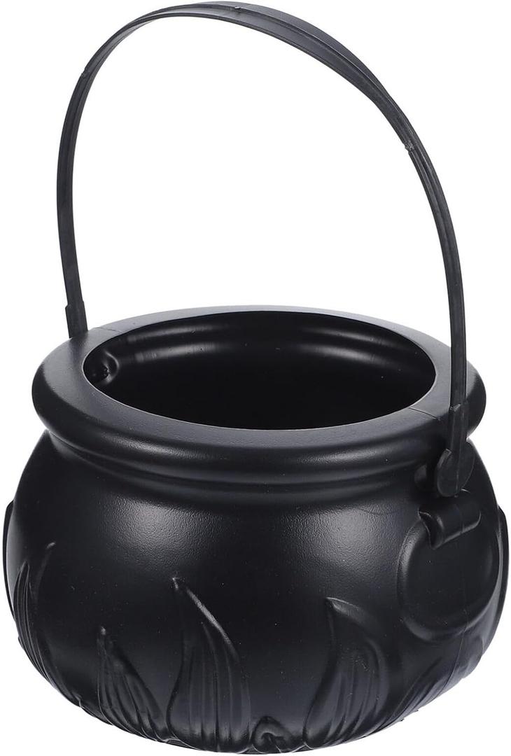 Alipis Black Cauldron, Halloween Witch Cauldron Pot with Handle, Large Plastic Cauldron Kettle Candy Cauldron Basket Storage Holder Halloween Party Decorations
