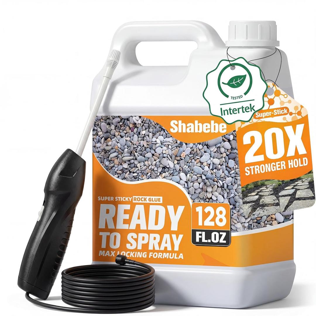 Rock Glue for Landscaping with Electric Sprayer, 1 Gallon Ready-to-Spray Mulch & Gravel Binder, Non-Toxic & Pet-Safe Mulch Bond for Landscaping, Clear-Drying Permeable for Pea Gravel, Pebble