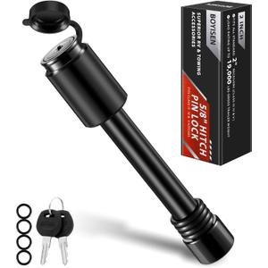 BOYISEN Trailer Hitch Pin Lock - 2" & 2.5" Locking Hitch Pin with 5/8" Pin for Class III/IV/V Hitches, Receiver Hitch Lock Pin with 2 Keys for RVs Truck Trailer, Weatherproof Anti-Theft (Pack of 1)