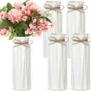 4 Pack White Bud Vases Ceramic for Centerpieces 8.27 Inch White Vase for Flowers with Rope for Wedding Party Dining Table Home Bedroom Kitchen Office Decoration