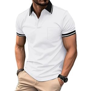 ZITY Mens Polo Shirts Casual Short Sleeve Athletic T-Shirts Classic Contrast Collar Shirt with Pocket (XX-Large)