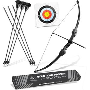 BOWRILLA Bow and Arrow for Kids | Beginners Archery Set with 6 Arrows, Ideal for Kids & Teens 8 to 15 Years | 3-Piece Take-Down Recurve Youth Bow and Arrow Set, Perfect for Left & Right Handers