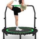 ANCHEER Trampoline, 40" Mini Rebounder Trampoline for Adults/Kids with 4 Level Adjustable Foam Handle,Bungees Fitness Trampoline Indoor/Outdoor, 400LBS Exercise Trampoline for Home, Garden, and Gym (Mint Green)